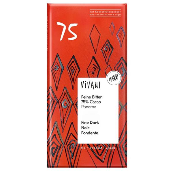 VIVANI CHOCOLATE NEGRO FINO 75% CACAO 80 G
